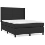 Schwarzes vidaXL Boxspringbett 140x190 cm mit Kunstleder-Bezug und Matratze.
