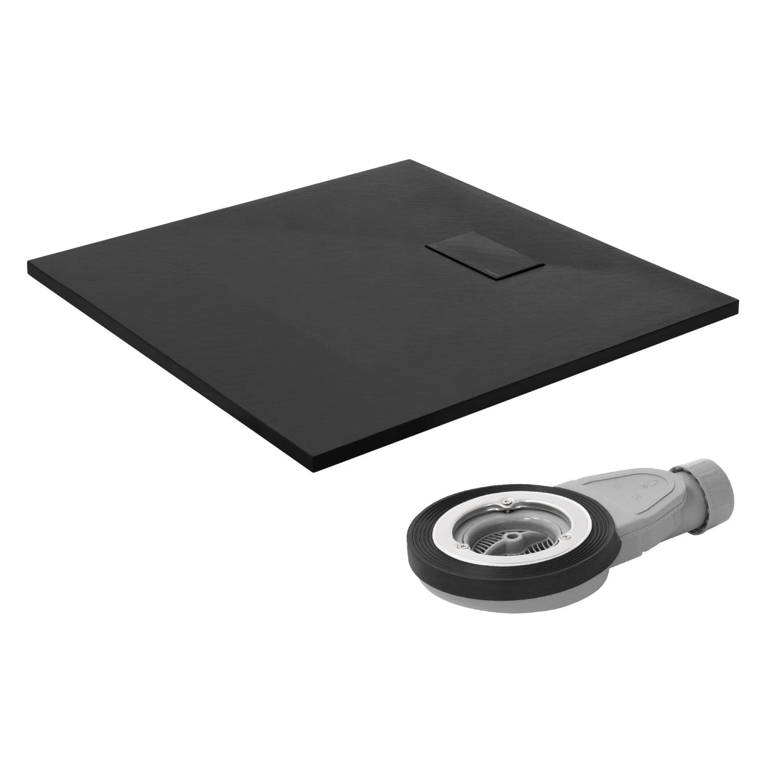 LuxeBath Duschwanne 90x90 cm Schwarz mit Ablaufgarnitur aus SMC H:3 cm günstig online kaufen