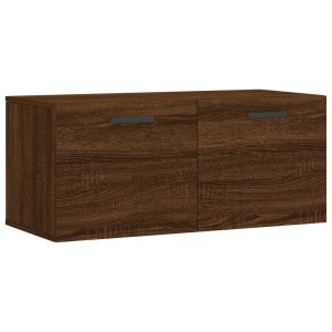 Wandschrank in Braun Eichen-Optik (80x36,5x35 cm) mit zwei Türen für Büro oder Arbeitszimmer.