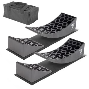 STAHLWERK Auffahrkeile GT-17 ST 2er Set mit Unterlegkeilen und Tragetasche für Autopflege.