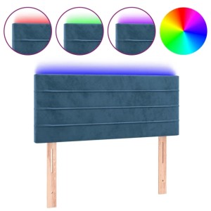 Dunkelblaues vidaXL LED Kopfteil aus Samt, 80 cm breit, mit farbigen Lichteffekten.