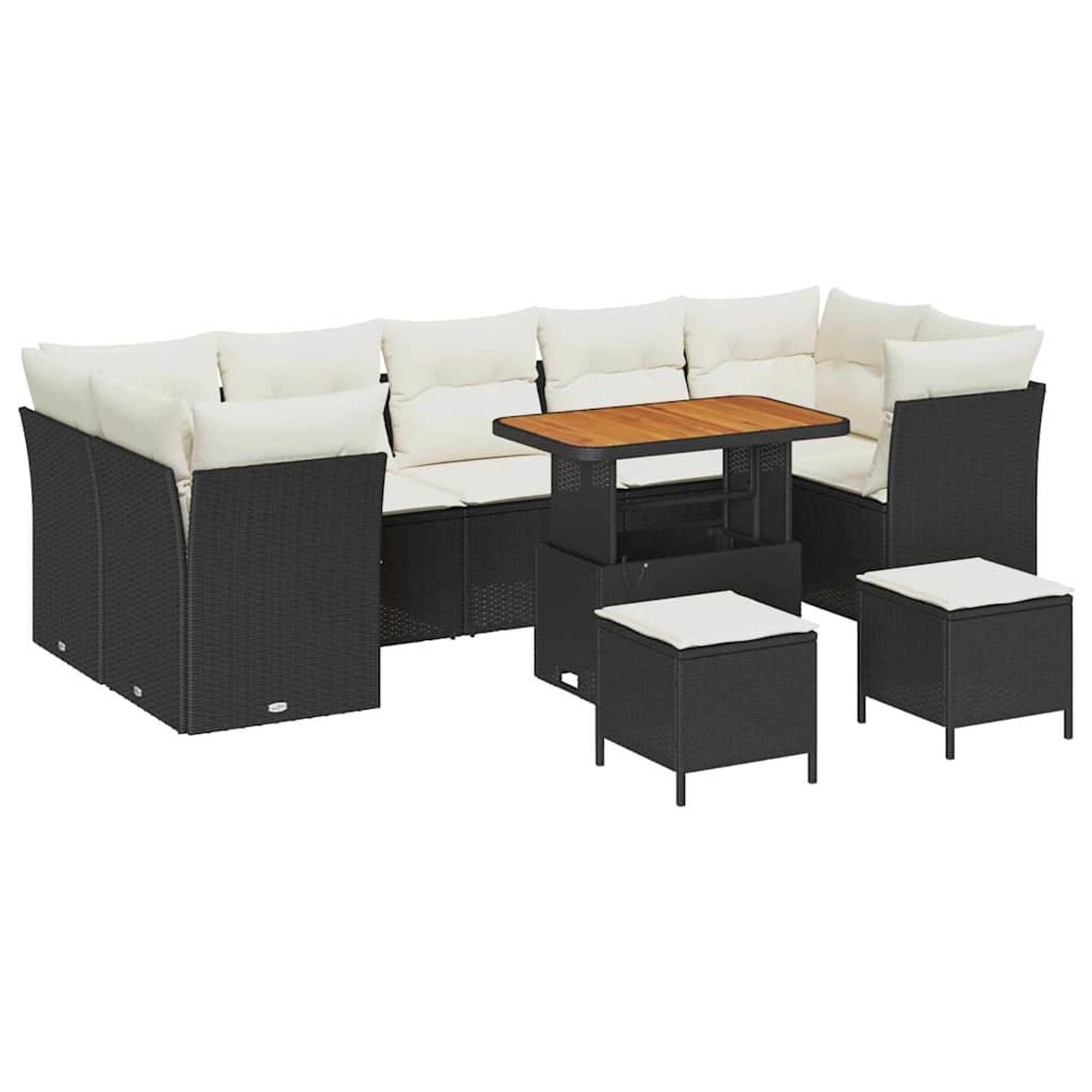 vidaXL Garten-Sofa-Set Höhenverstellbar 10-Tlg Schwarz Poly Rattan 3361470 günstig online kaufen