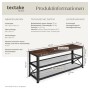 Maßzeichnung des Tectake Schuhregals Blackpool Industrial Style mit Abmessungen und Details.