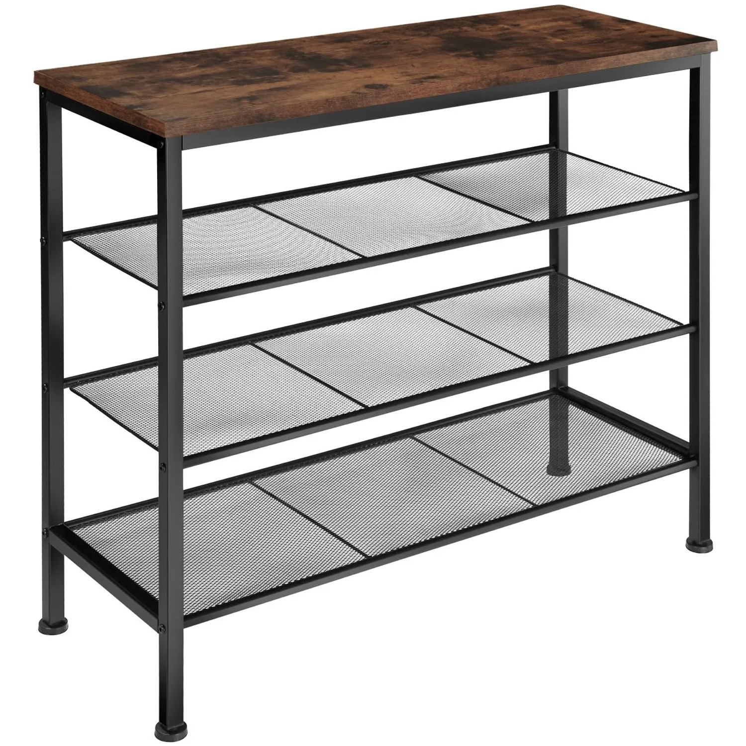 Tectake Schuhregal Newport Industrial Style Holz und Stahl  80 50 x 30 50 x 72 50 cm Industrial Holz Dunkel  Rustikal