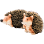 2er Set Deko Igel aus Keramik mit Fell, braun, für Garten & Innenbereich.