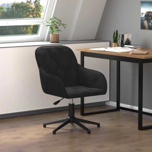 Schwarzer, drehbarer Samt Bürostuhl vidaXL für Arbeitszimmer oder Büro.