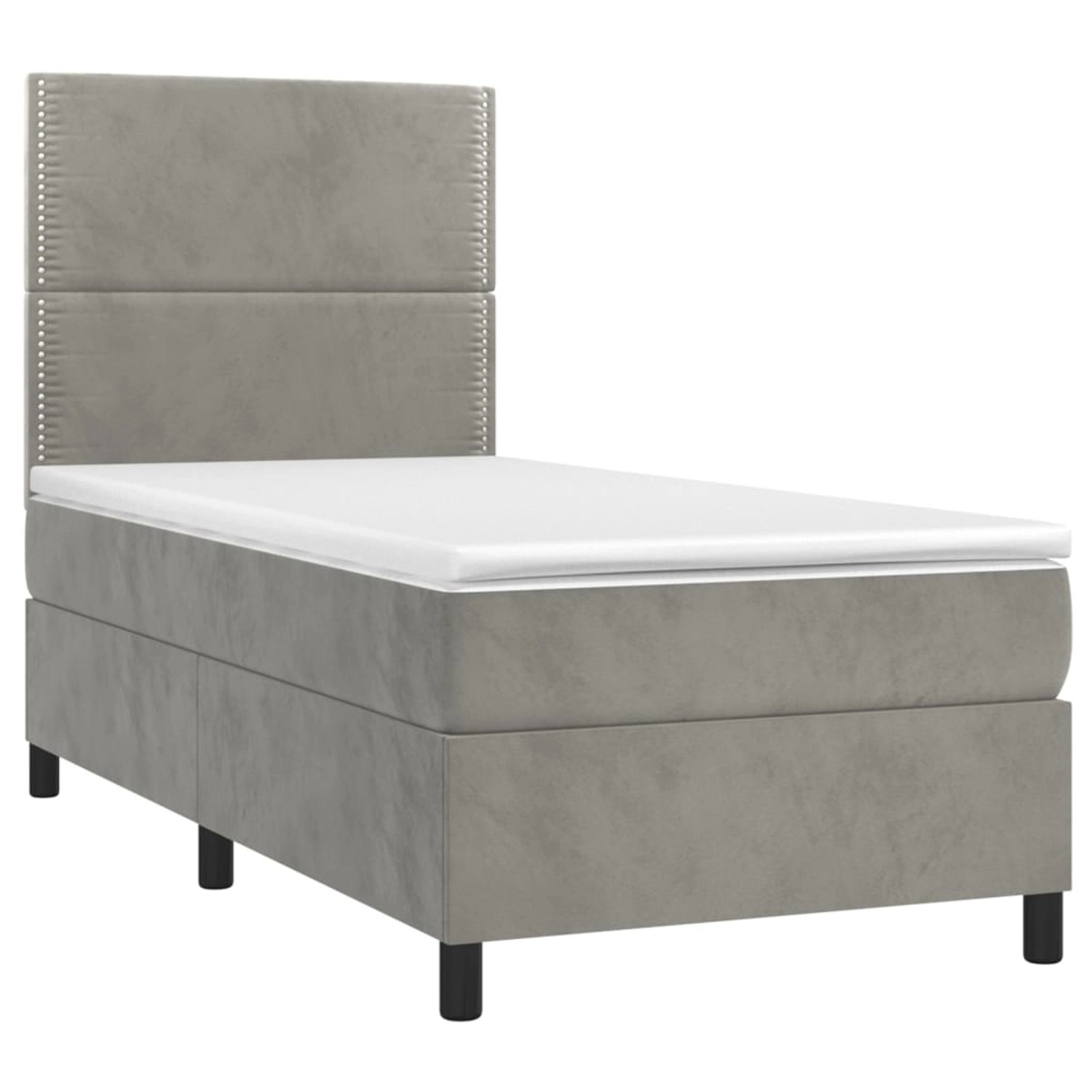 vidaXL Boxspringbett mit Matratze & LED Hellgrau 100x200 cm Samt 3136047 günstig online kaufen
