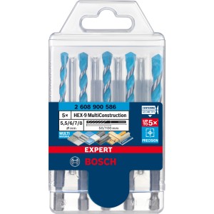 Bosch Expert Multi Construction Bohrer Set, 5-teilig, Ø 5,5-8 mm, Universalbohrer für verschiedene Materialien.