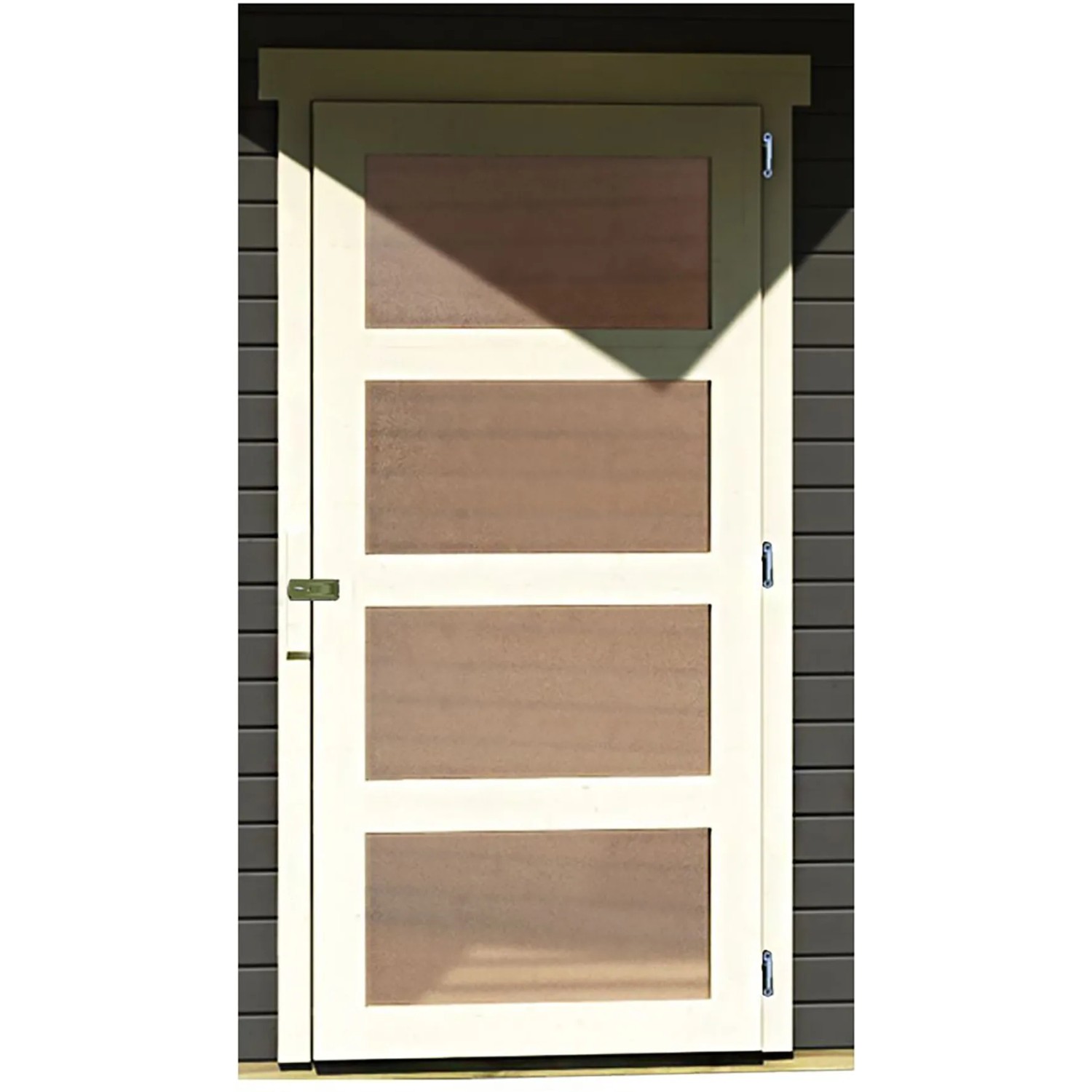 Tür für Karibu Holz-Gartenhaus, Terragrau, Flachdach, lackiert, 209x213 cm.