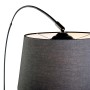 Moderne Bogenlampe Arc Basic in Schwarz mit Stoffschirm, Detailansicht.