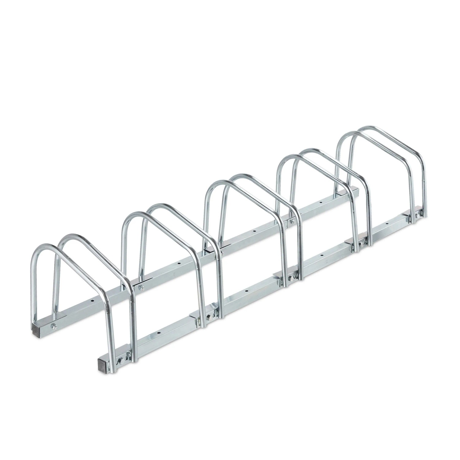 Relaxdays Fahrradständer Stahl Silber Verstellbar für 5 Fahrräder 27 cm x 130 cm x 33 cm 5,3 kg