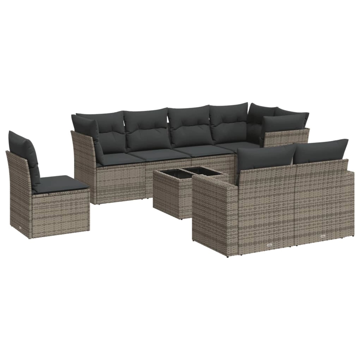 vidaXL 9-Tlg Garten-Sofagarnitur mit Kissen Grau Poly Rattan 3219240 günstig online kaufen