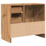 vidaXL Waschbeckenschrank Artisan-Eiche aus Holzwerkstoff. Offene Schubladen und Tür zeigen Stauraum für Ihr Bad.