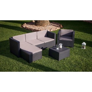 Shaf Manhattan 4-teiliges Loungeset aus Rattan, wetterfest, für Garten, Balkon und Terrasse.