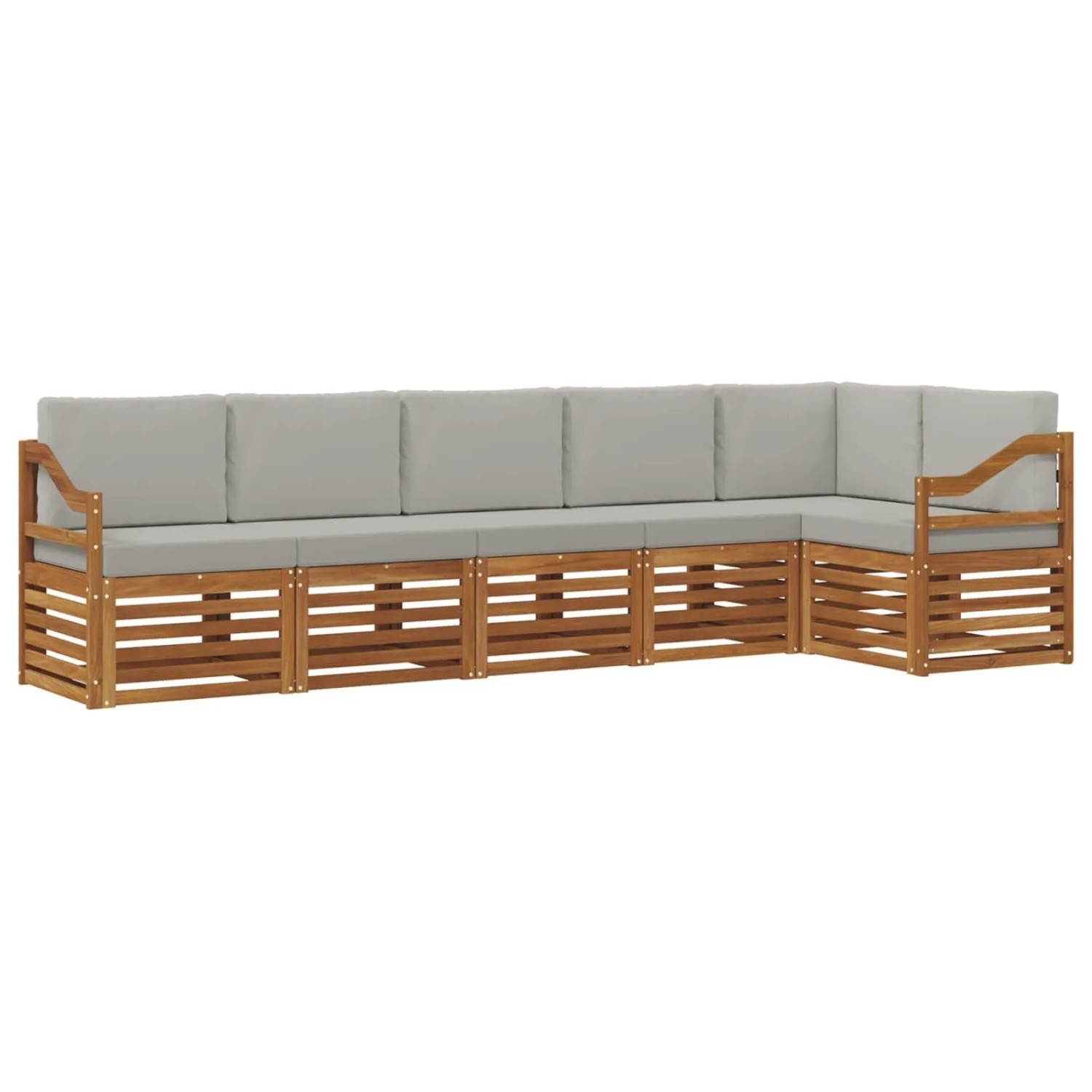 vidaXL Sofagarnituren 6 Tlg Natur und Hellgrau Massivholz Akazie 3374906