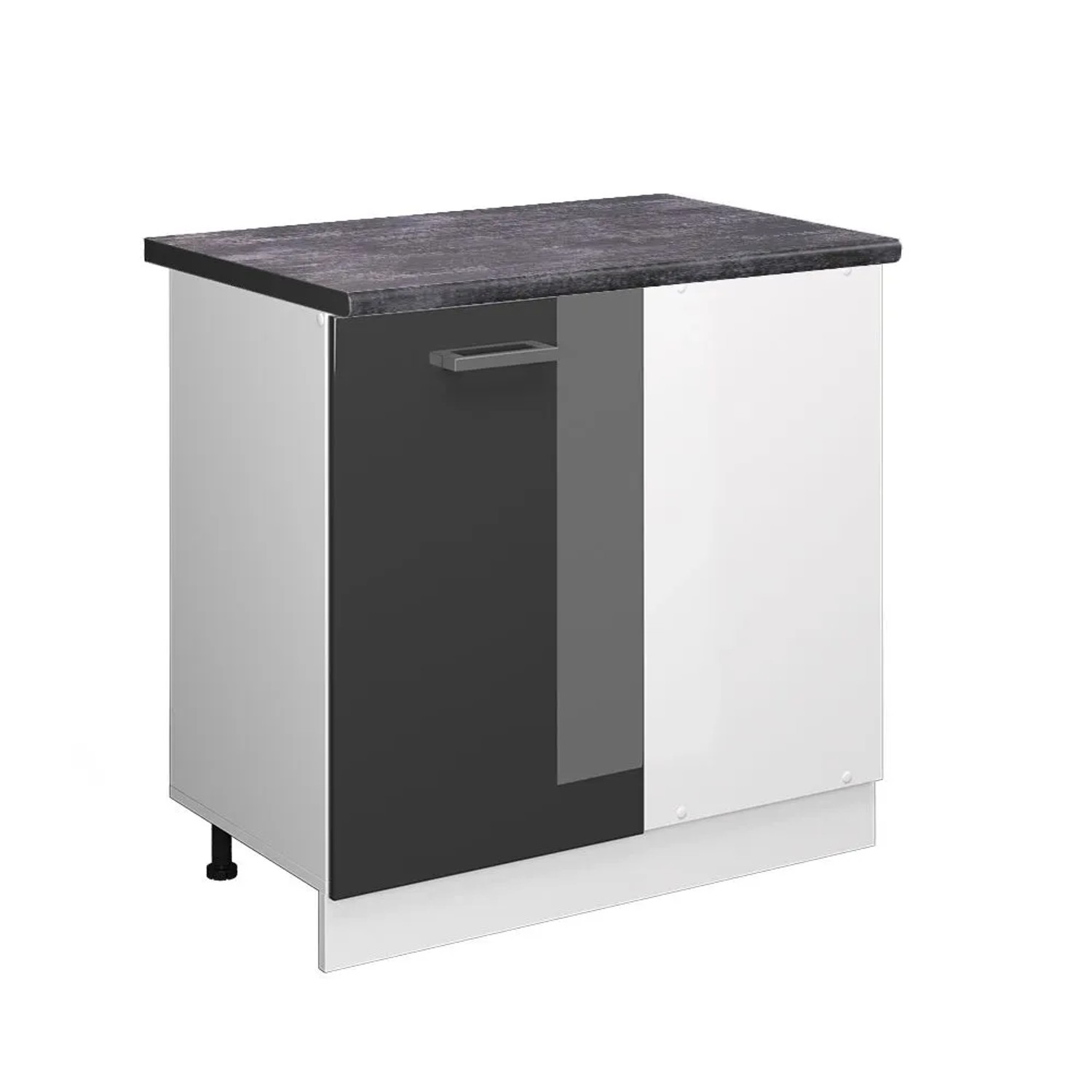 Vicco Eckunterschrank R-Line Anthrazit Hochglanz Weiß 86 cm AP Anthrazit