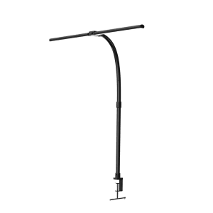 Schwarze LUXULA Klemmleuchte, 24W LED Schreibtischleuchte mit Klemmfuß.