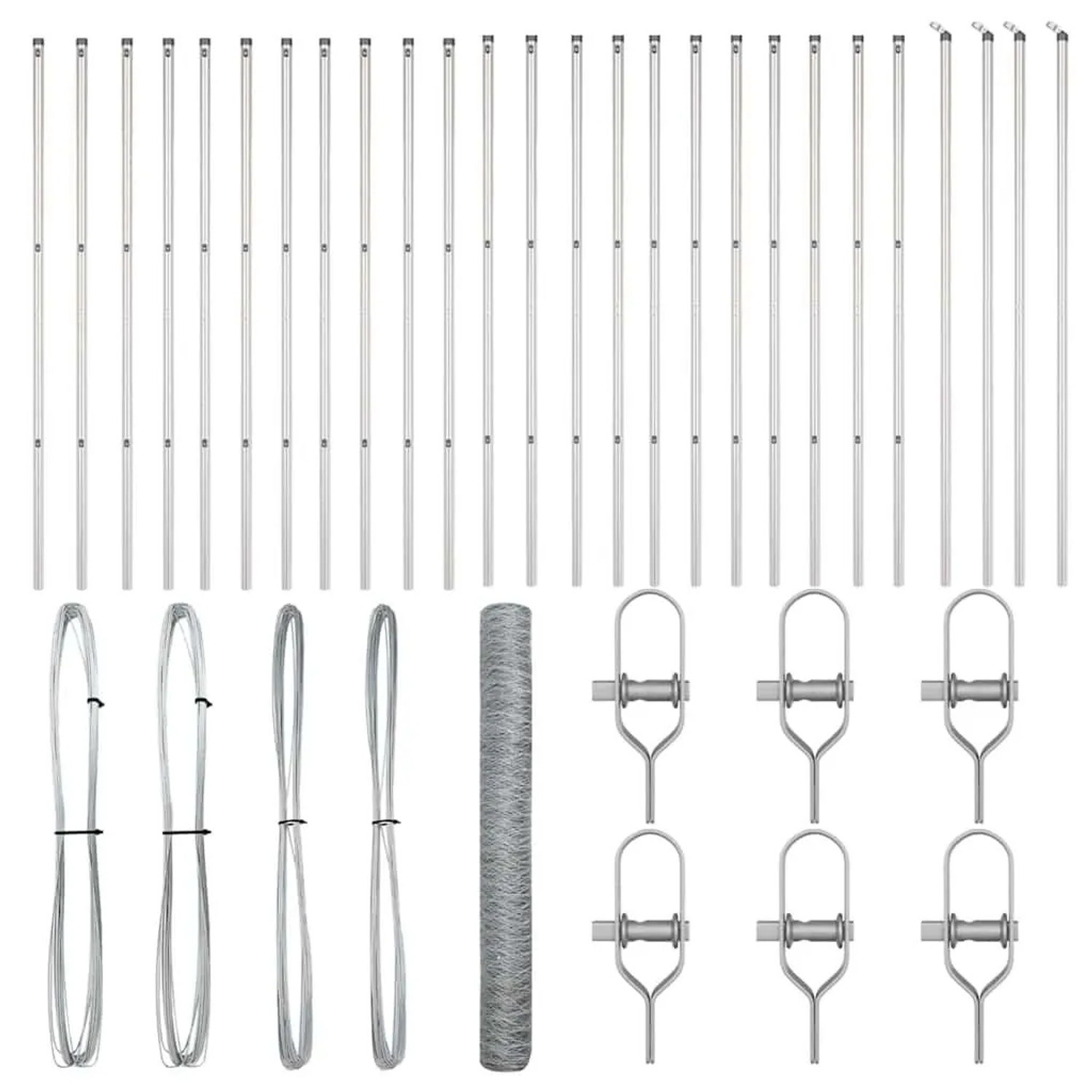 vidaXL Zaunpfosten Silber 50 x 1,2 m 36 mm Maschenweite Stahl 3352996 günstig online kaufen