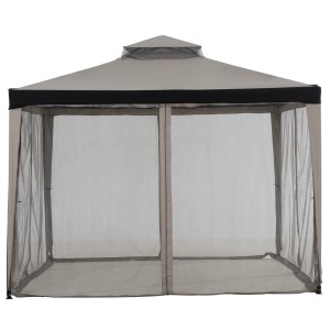 Sunjoy Pavillon Roseg, 300x300 cm, grau, mit Moskitonetz für entspannte Stunden im Garten.