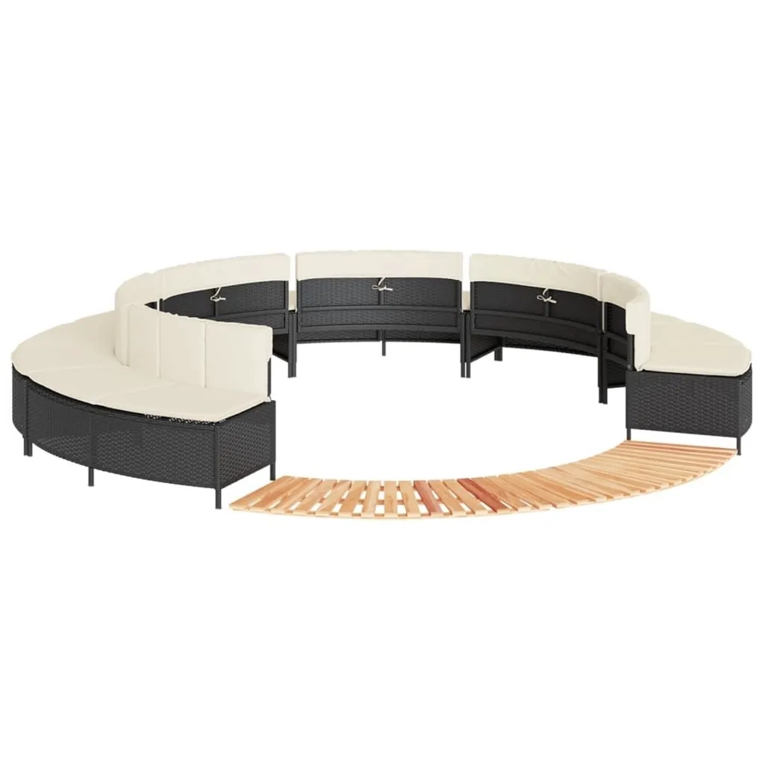 vidaXL Whirlpool-Umrandung Schwarz Poly-Rattan und Massivholz Akazie 3270636