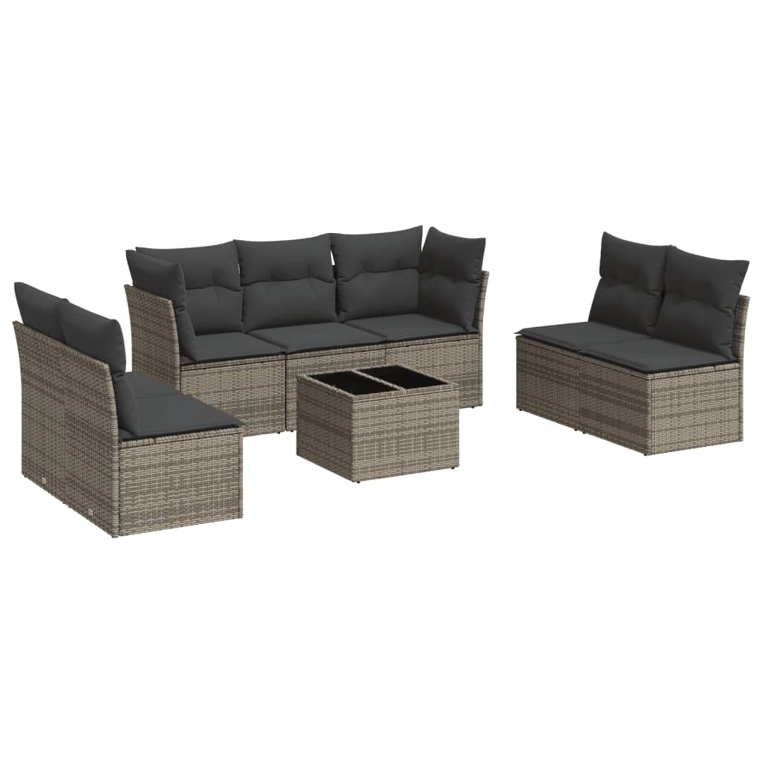 vidaXL 8-Tlg Garten-Sofagarnitur mit Kissen Grau Poly Rattan 3217420 günstig online kaufen