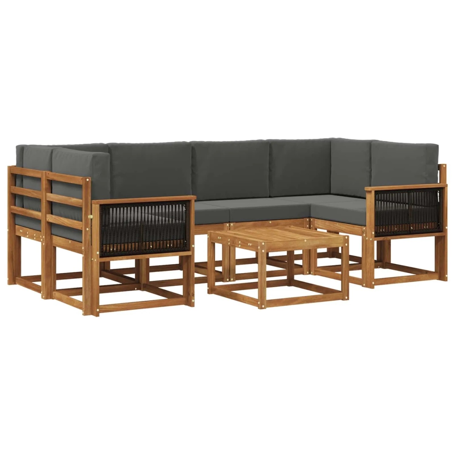 vidaXL Outdoor-Sofagarnitur mit Kissen 5 Stk Natur und Anthrazit 3385033
