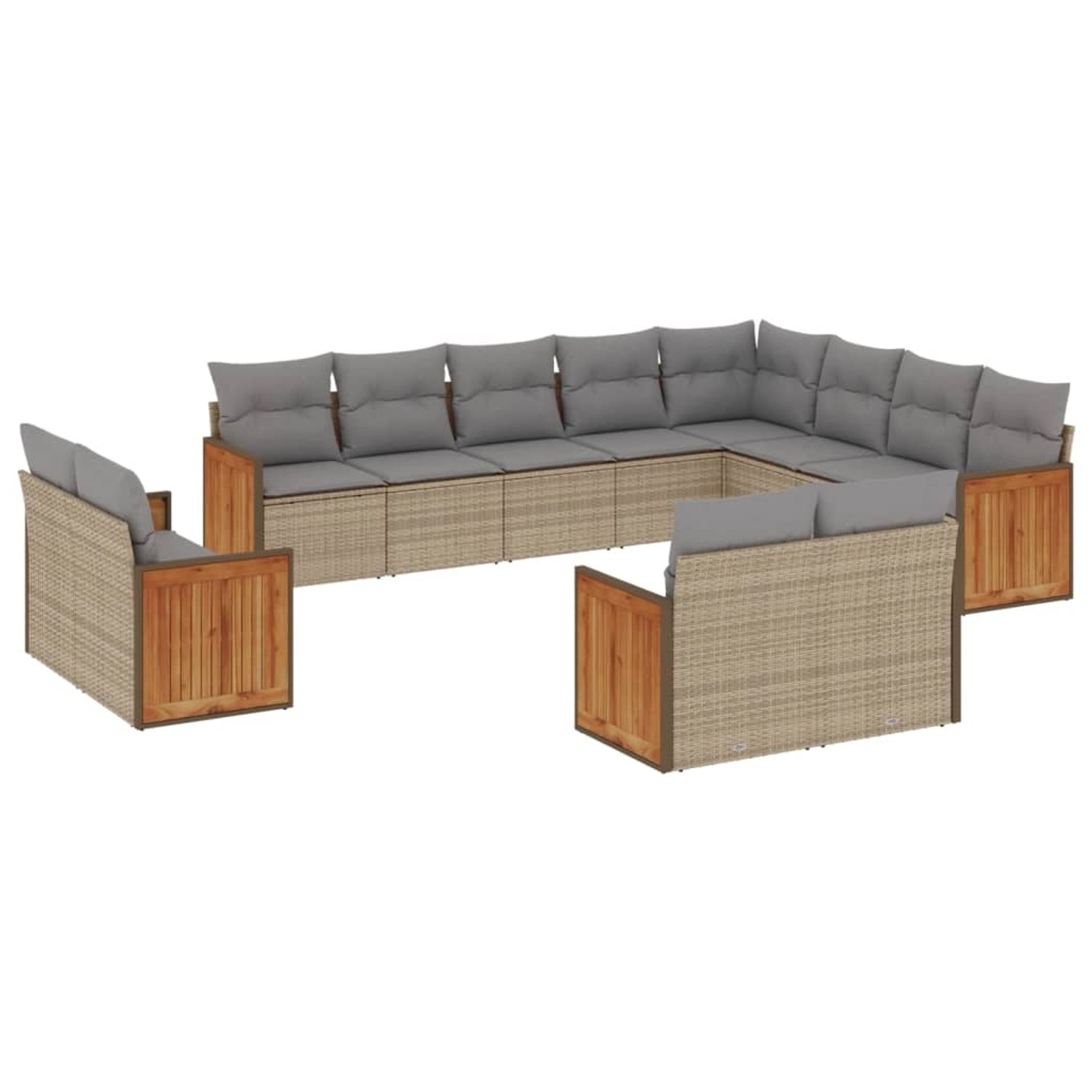 vidaXL 12-Tlg Garten-Sofagarnitur mit Kissen Beige Poly Rattan 3260596 günstig online kaufen