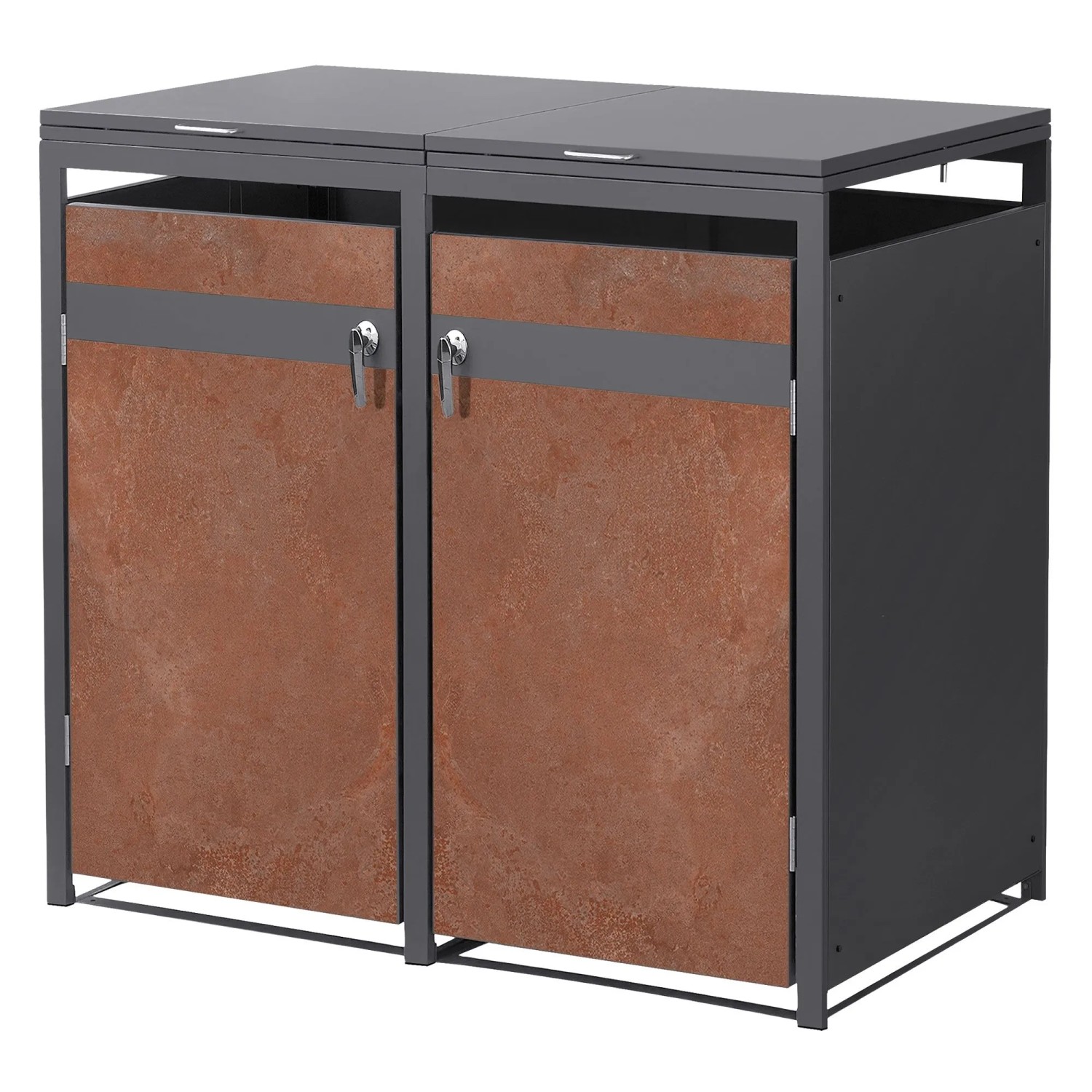Ml-Design Mülltonnenbox 2er 132x80x120 cm Anthrazit-Rostoptik 240L