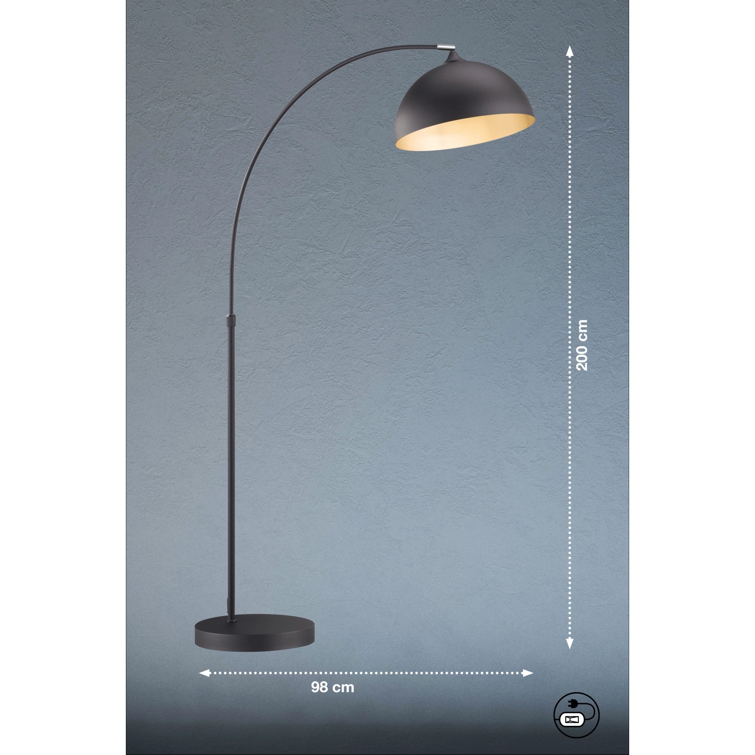 LUSSIOL Albany Stehleuchte In Schwarz – Schlankes Metall-Design, 40W E27 Fassung, Perfekt Als Nachttischlampe Oder Wohnzimmer-Akzent (26x33 Cm)