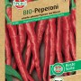 Samenpackung Sperli Bio Peperoni mit roten, länglichen Schoten.
