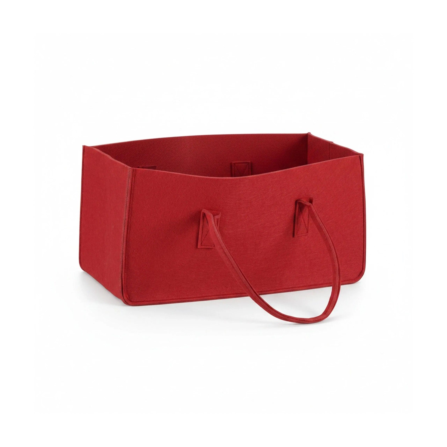 Relaxdays Kaminholztasche Filz Rot mit Henkeln 25 cm x 25 cm x 50 cm