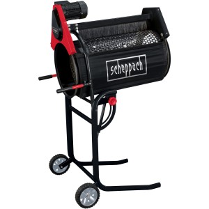 Scheppach Gartenrollsieb RS 350: Rollsieb zum Filtern von Erde, Sand und Kompost, mit Motor und Rädern.