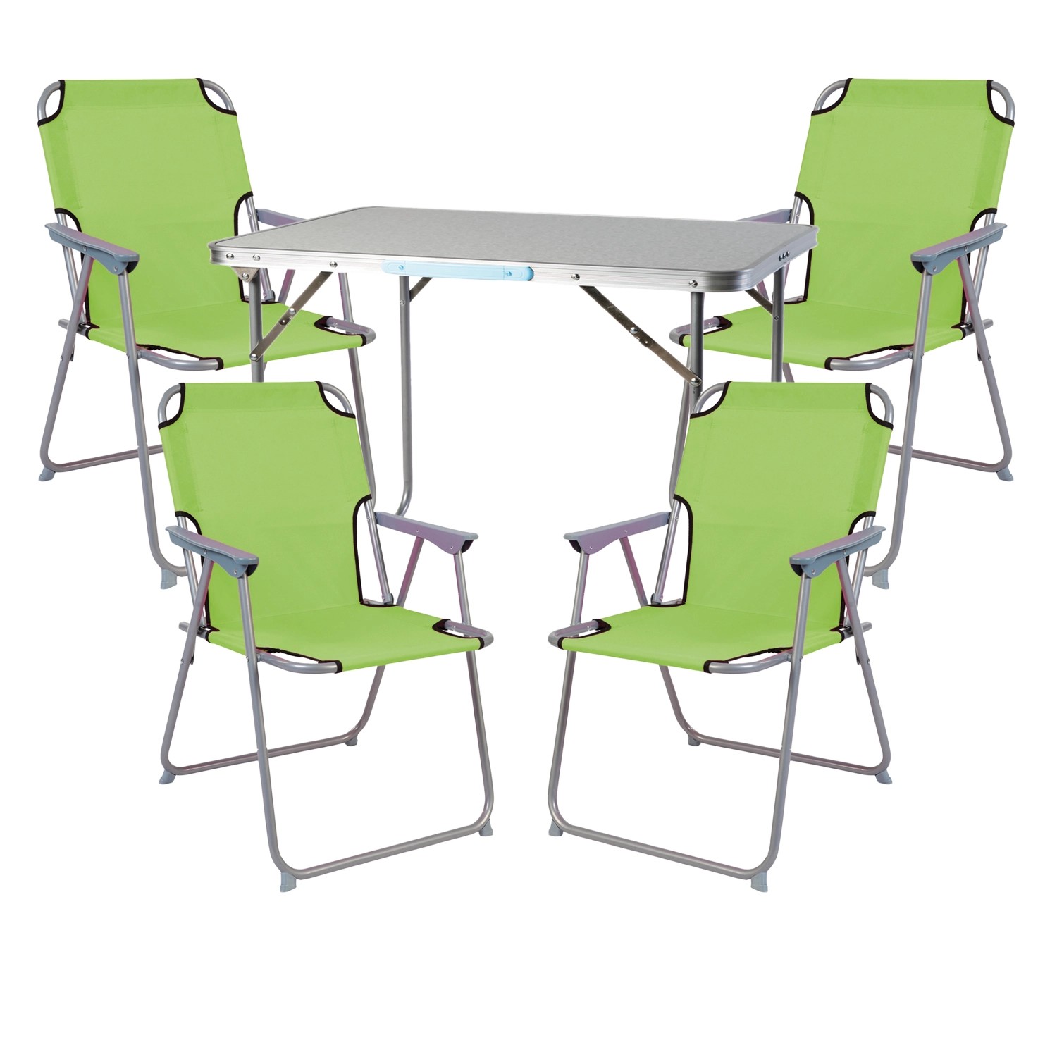 Mojawo 5 Teilig Campingmöbel Set Limegrün Alu mit Tragegriff Camping L70xB5 günstig online kaufen