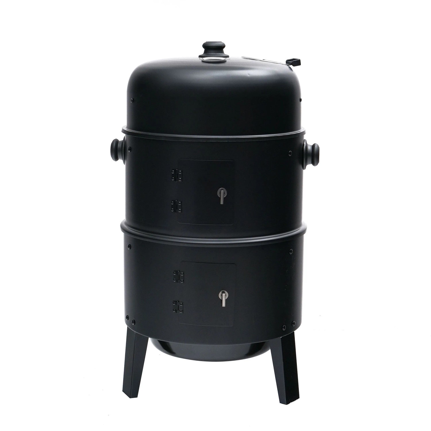 Relaxdays Smoker Stahl Schwarz Pulverbeschichtet mit Thermometer mit Deckel 79 cm x 47,5 cm x 45 cm
