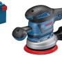 Bosch Professional GEX 40-150 Exzenterschleifer in L-Boxx mit Schleifteller und Schleifpapier.