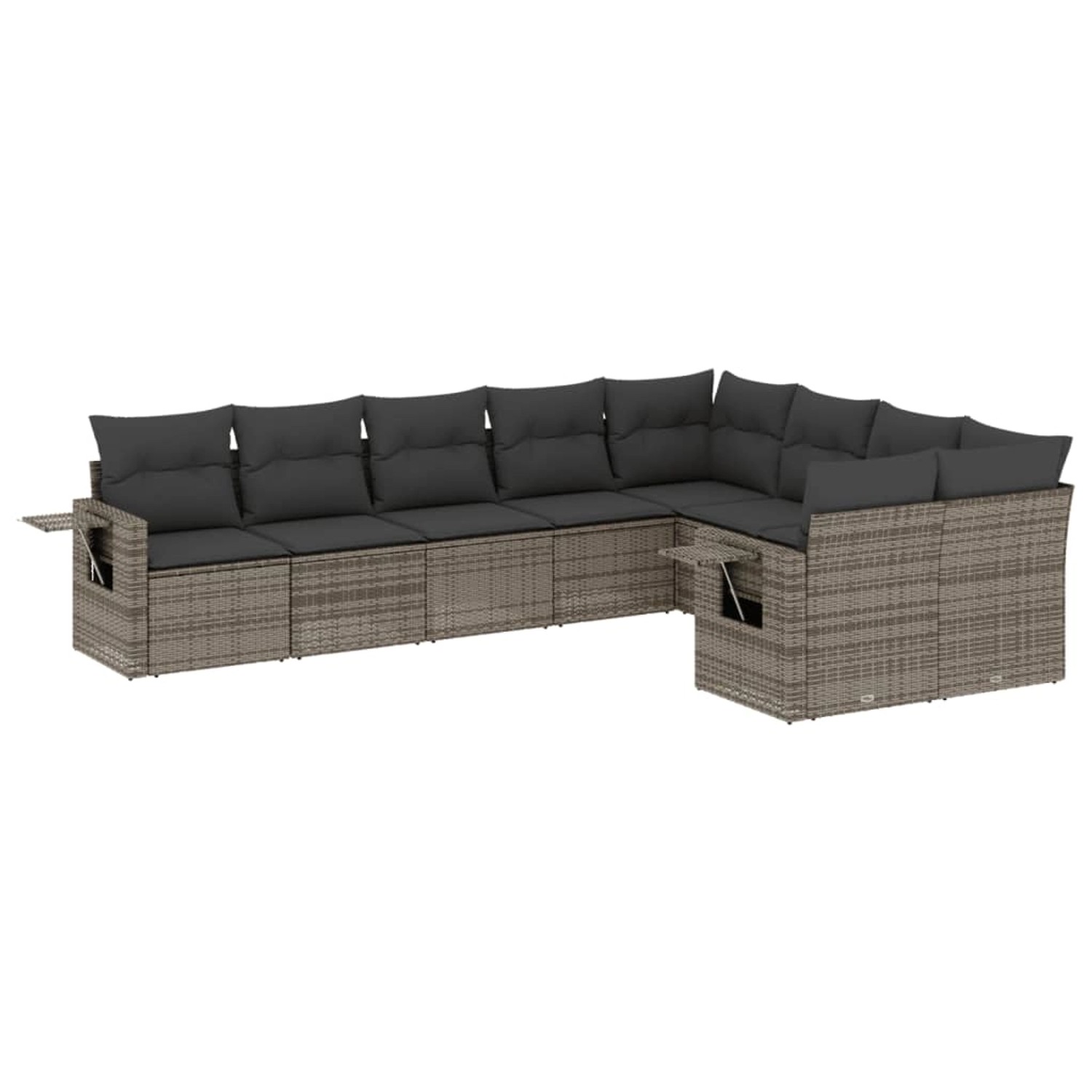 vidaXL 9-Tlg Garten-Sofagarnitur mit Kissen Grau Poly Rattan 3220639 günstig online kaufen