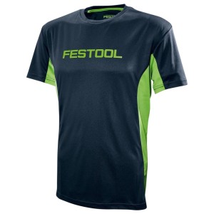 Festool Funktionsshirt FUN FT1, blau mit grünen Einsätzen. Ultraleicht, atmungsaktiv und schnelltrocknend.