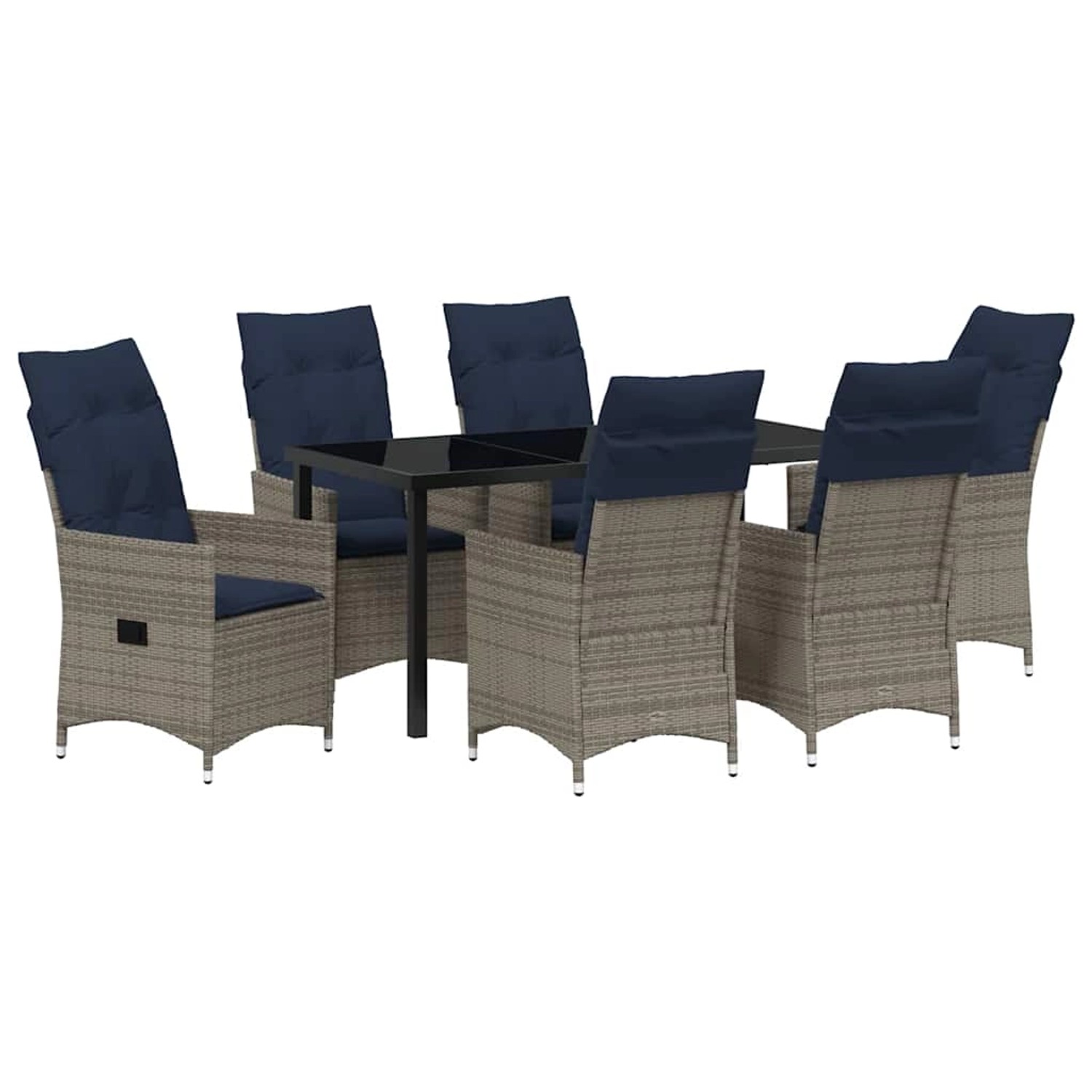 vidaXL Garten Essgruppe 7-Tlg Grau Poly Rattan 3379594 günstig online kaufen