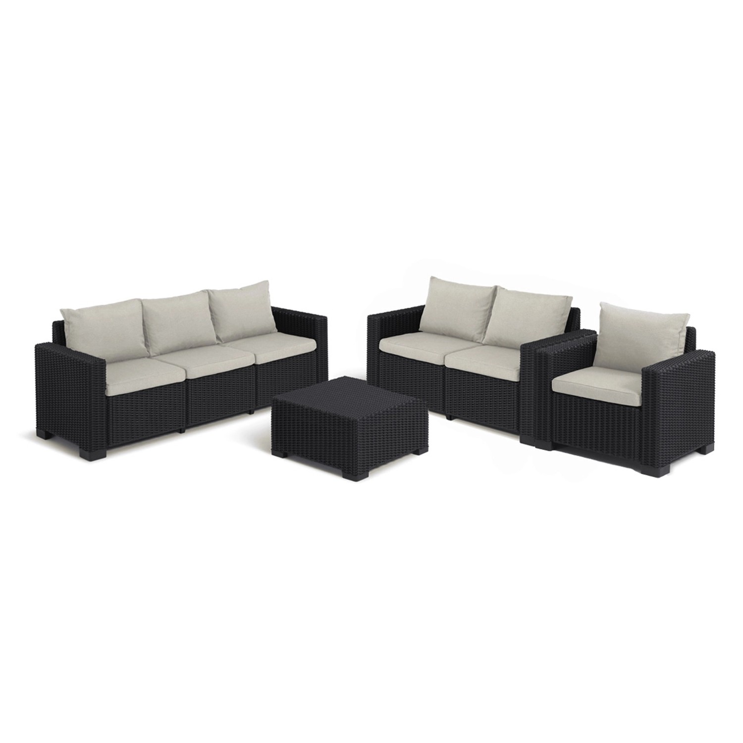 Allibert California Gartenmöbel Set 4-teilig  Wetterfeste Rattanoptik Gartenlounge für Outdoor