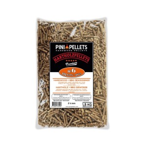 PINI Hartholz Pellets Nr. 6 BBQ Kräuter & Gewürze, 1,5 kg. 6 mm Pellets zum Grillen, Räuchern, Smoken.