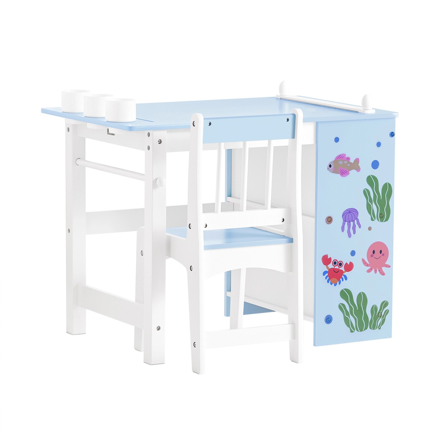 SoBuy Kindertisch mit 1 Stuhl Kindersitzgruppe Maltisch für Kinder Blau KMB günstig online kaufen