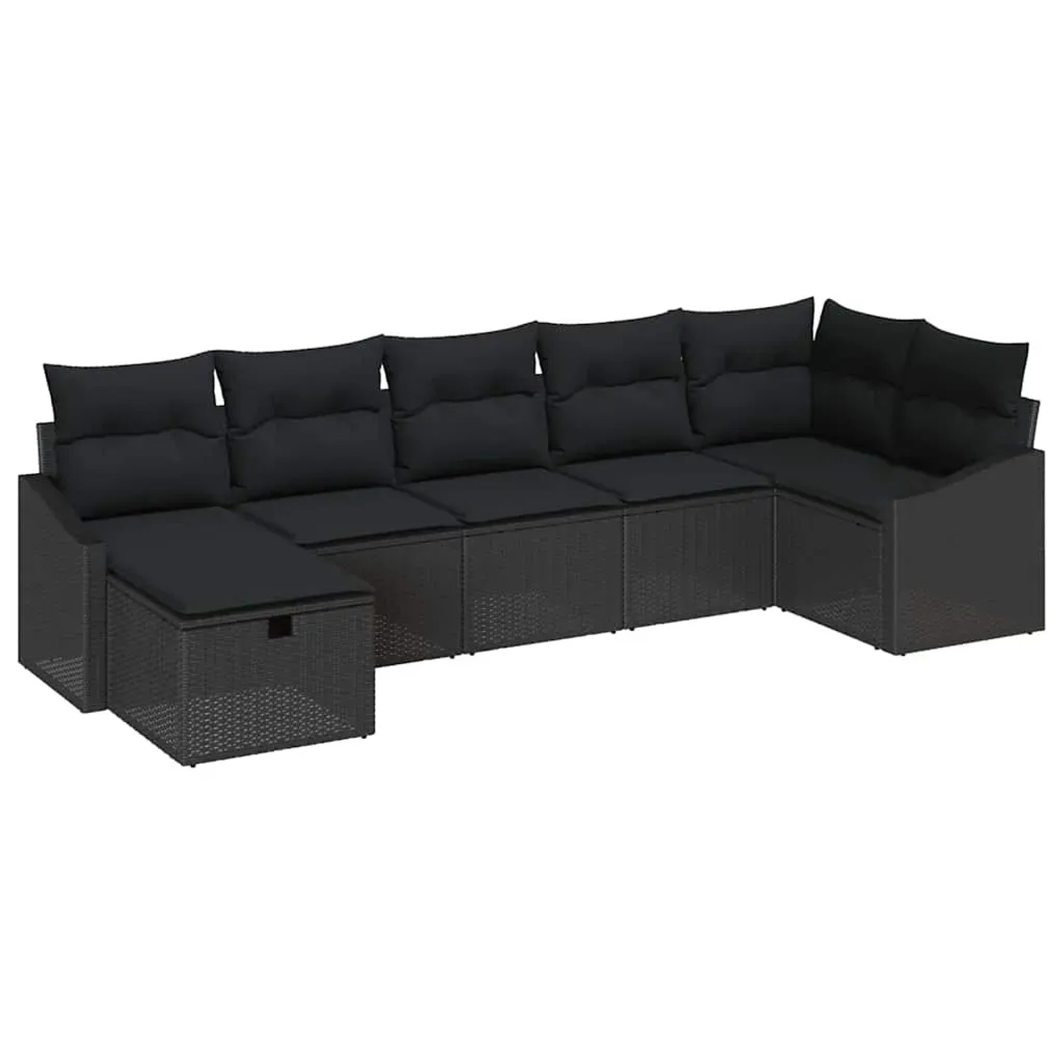 vidaXL Garten-Sofa-Set mit Kissen 7-Tlg Schwarz Poly Rattan 3359302