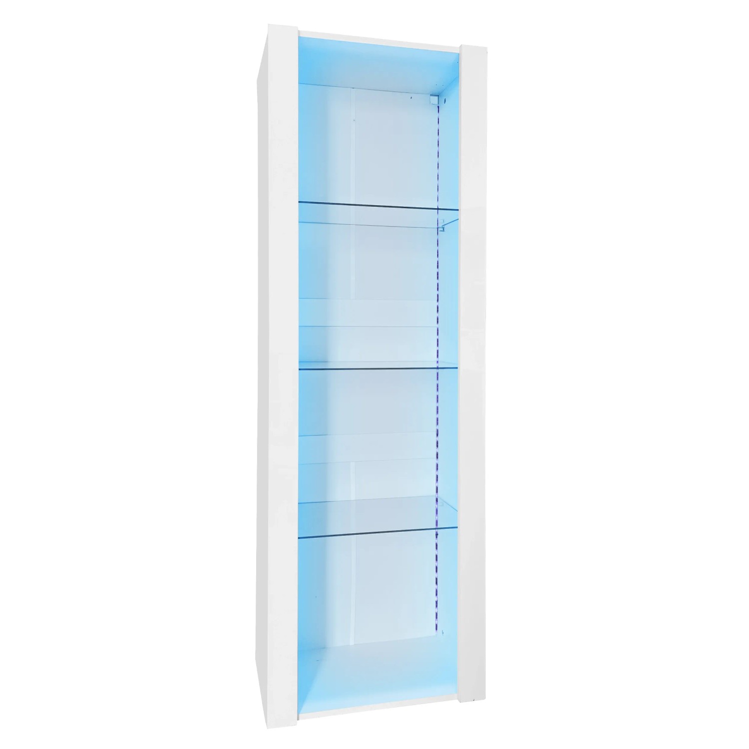 PXloue  LED  Vitrine Weiß 55 x 38 x 166 cm Hochglanz Drei Glasböden Hochschrank