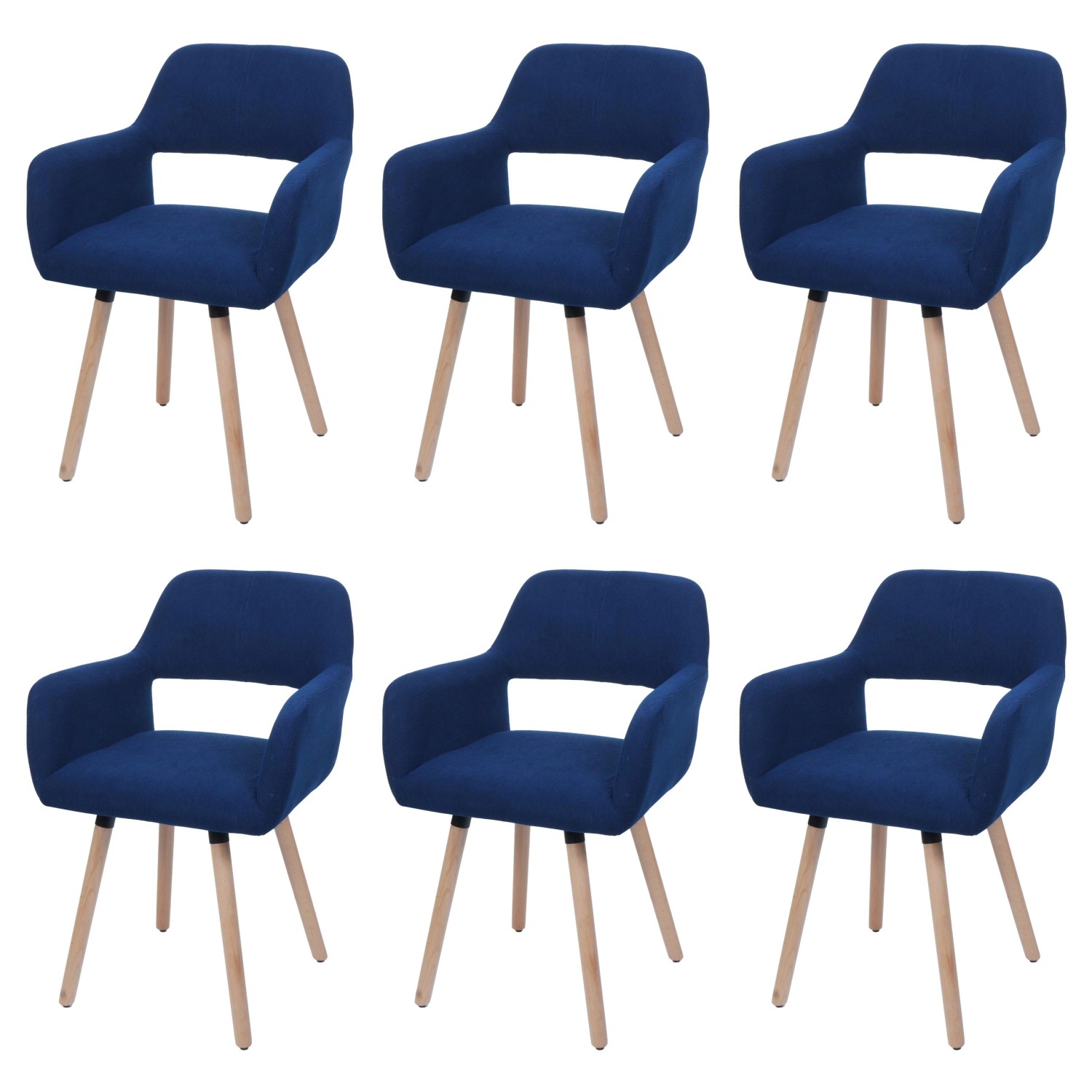 MCW Esszimmerstuhl A50 II 6er-Set Blau Stoff/Textil Cord 400g/m² günstig online kaufen