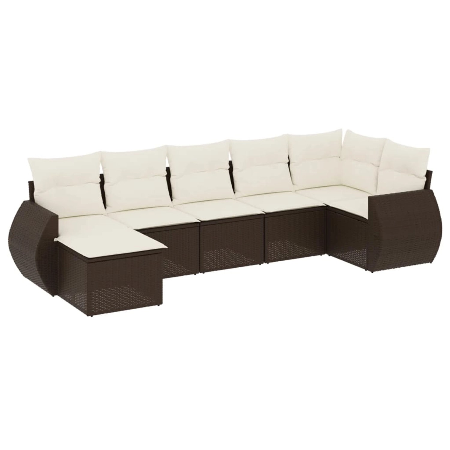 vidaXL 7-Tlg Garten-Sofagarnitur mit Kissen Braun Poly Rattan 3254020 günstig online kaufen