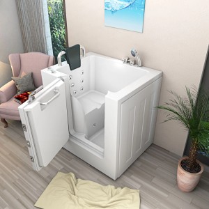 AquaVapore Sitzbadewanne mit Tür, 100x78cm, links. Whirlpool-Funktion, Armaturen und Nackenstütze inklusive.