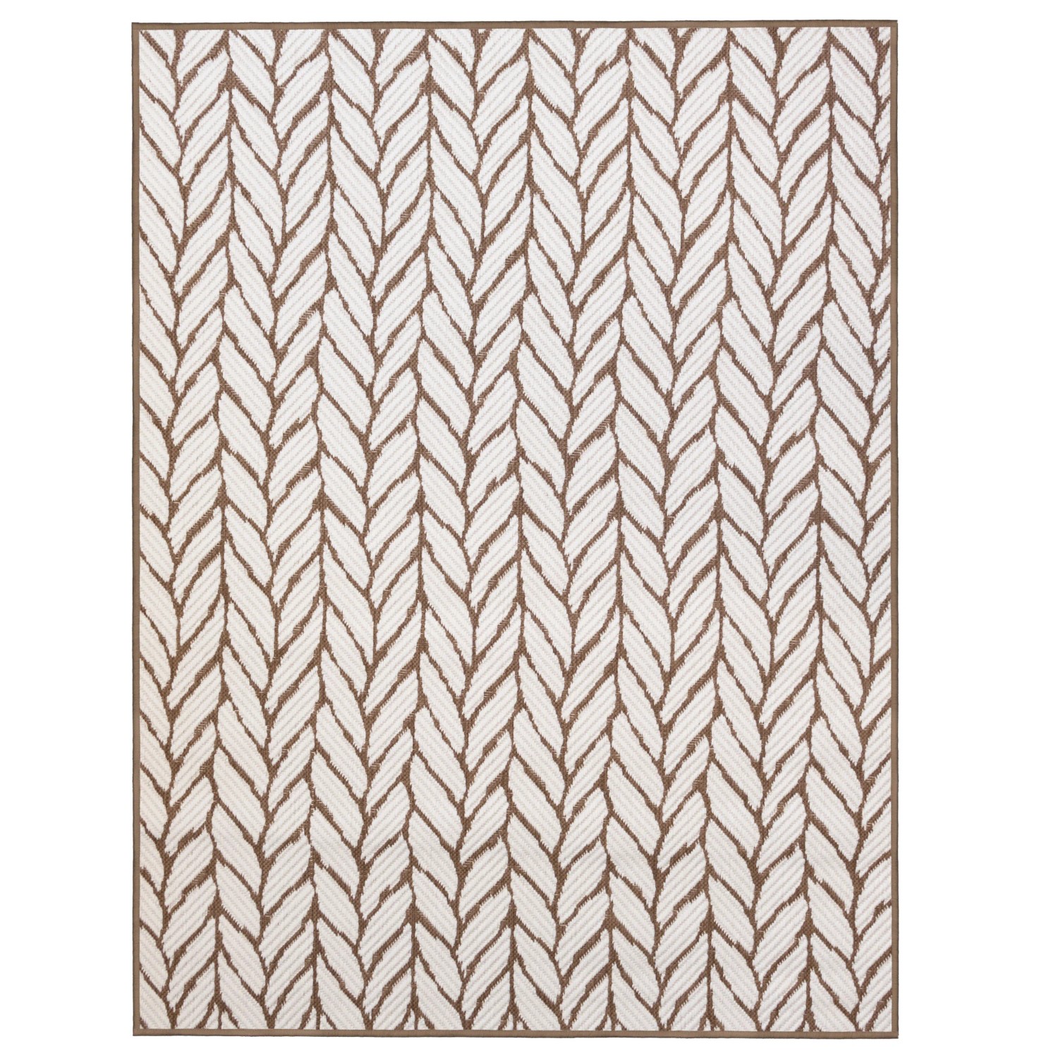Brauner Primaflor In- & Outdoorteppich mit Strickmuster, 160x220cm. Kurzflorteppich für Balkon und Terrasse.