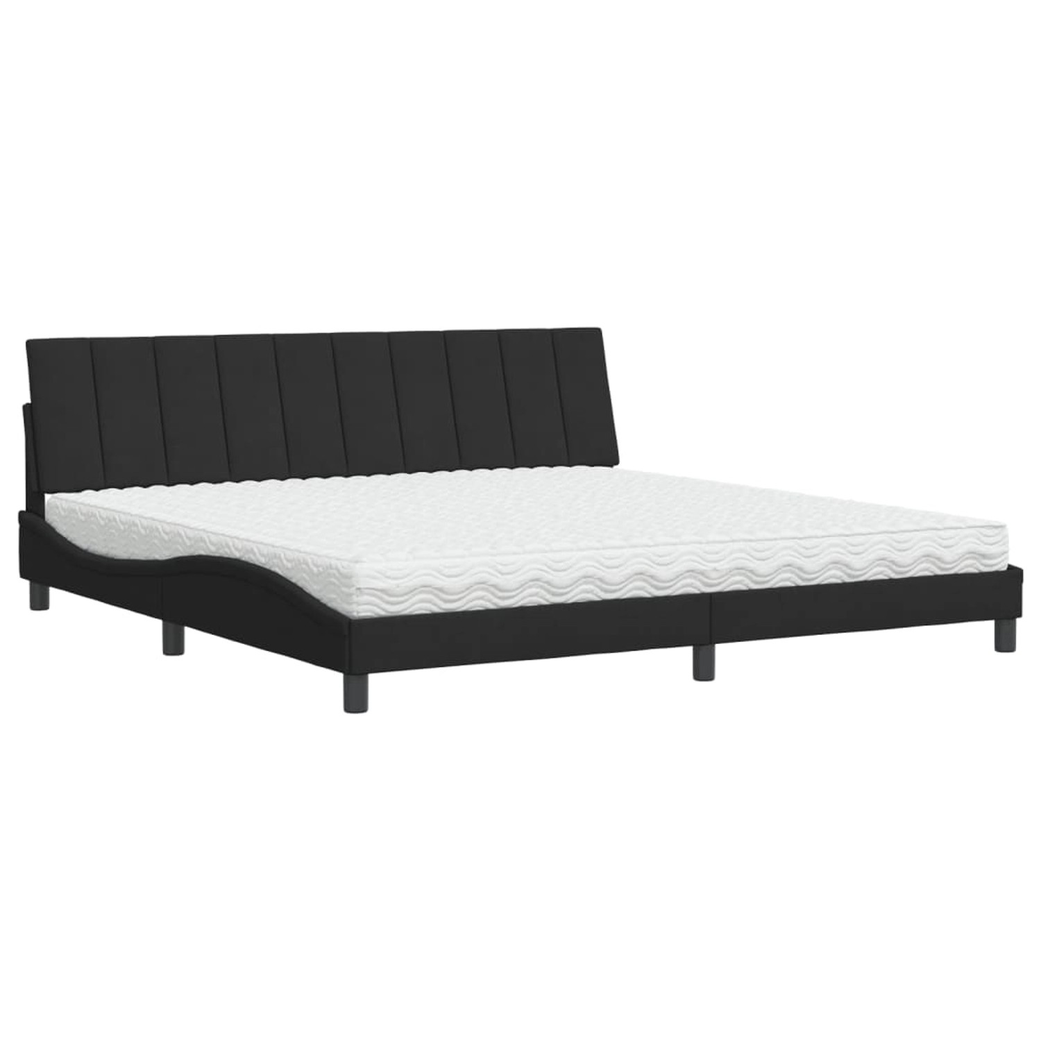 vidaXL Bett mit Matratze Hanko Schwarz 200x200 cm Samt 3208618