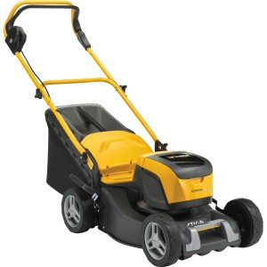Stiga Akku-Rasenmäher Collector 543 AE mit Akku und Ladegerät, gelb/schwarz.