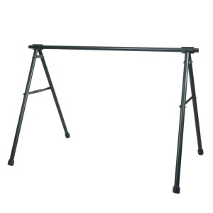 Schwarzer MCW Fahrrad-Sattelständer aus pulverbeschichtetem Metall, tragbar, ausziehbar, für mehrere Fahrräder.
